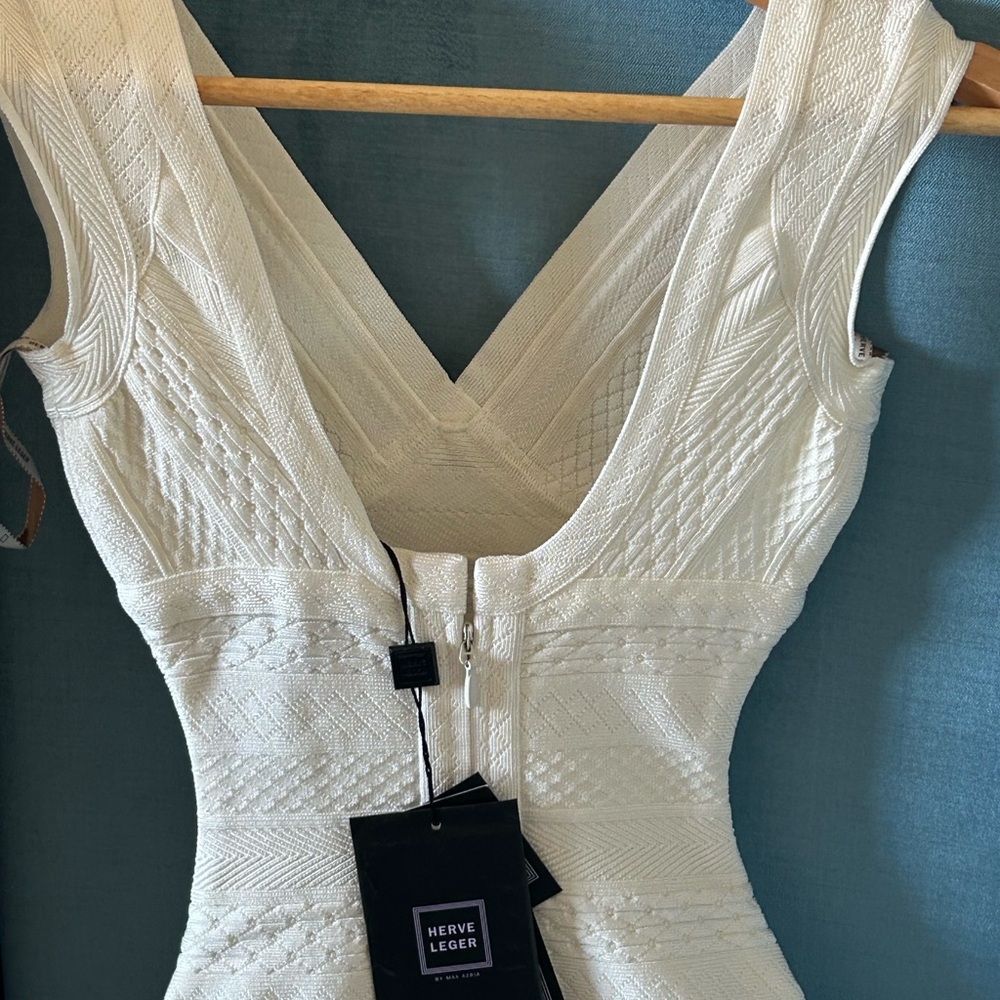 Hervé Léger Esti jacquard-effect bandage white gown - Picture 5 of 13